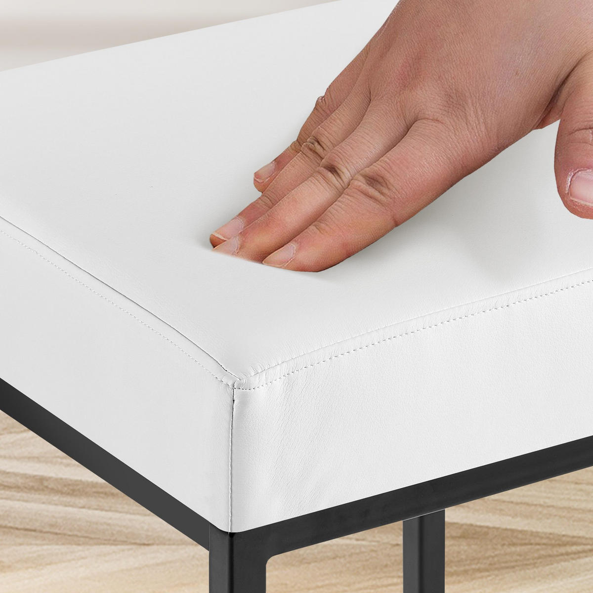 BARHOCKER Lederlook Weiß - Schwarz/Weiß, Textil/Metall (37/83/37cm) - CLP