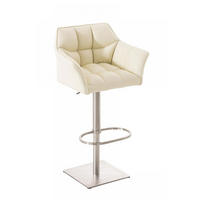 BARHOCKER Lederlook Creme - Edelstahlfarben/Creme, Textil/Metall (64/88/45cm) - CLP