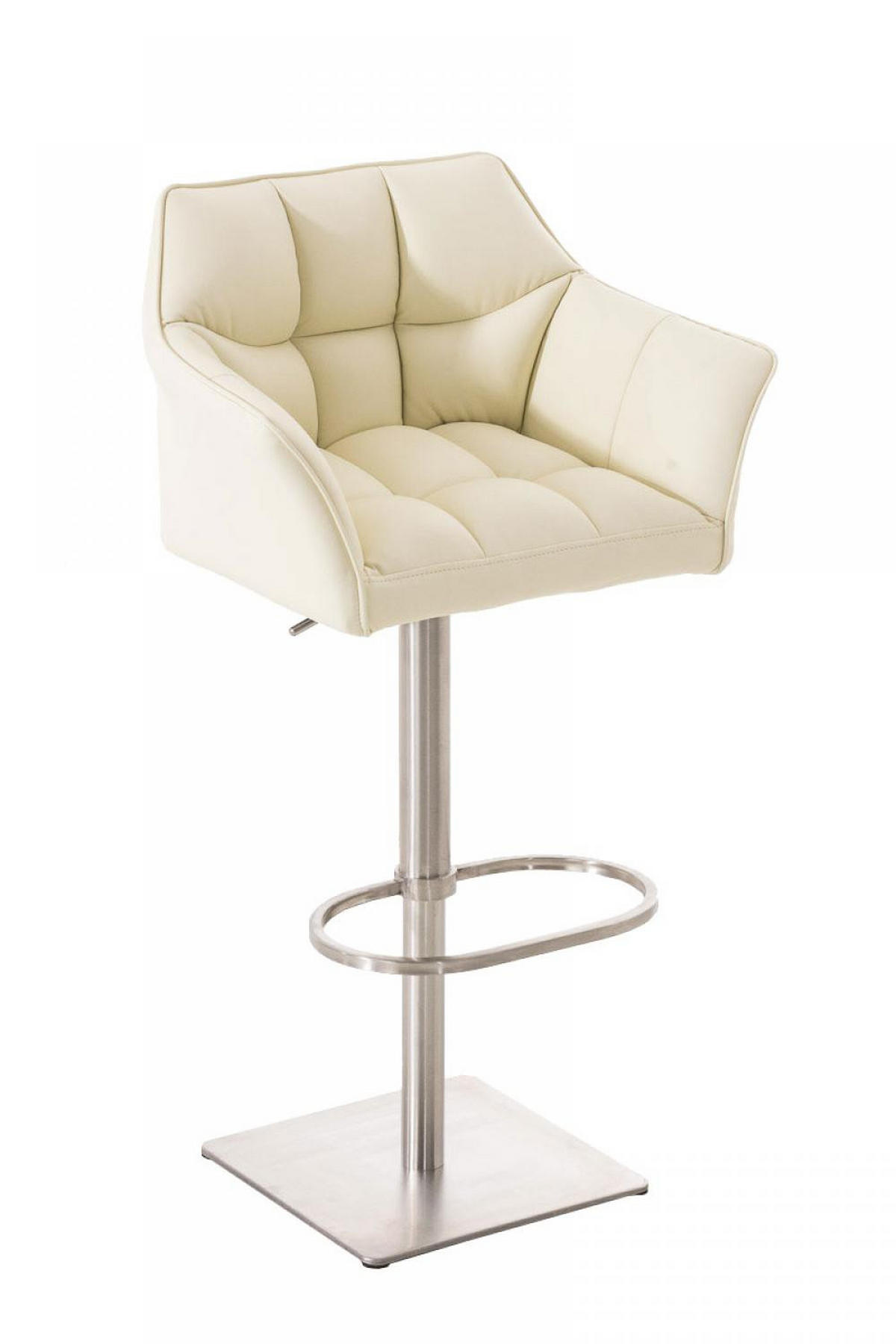 BARHOCKER Lederlook Creme - Edelstahlfarben/Creme, Textil/Metall (64/88/45cm) - CLP