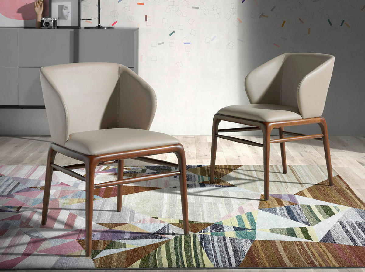 STUHL Ökolederstuhl Nerz dunkel 55/60/76 cm - Taupe/Fango, Leder/Holz (55/76/60cm) - ANGEL CERDA