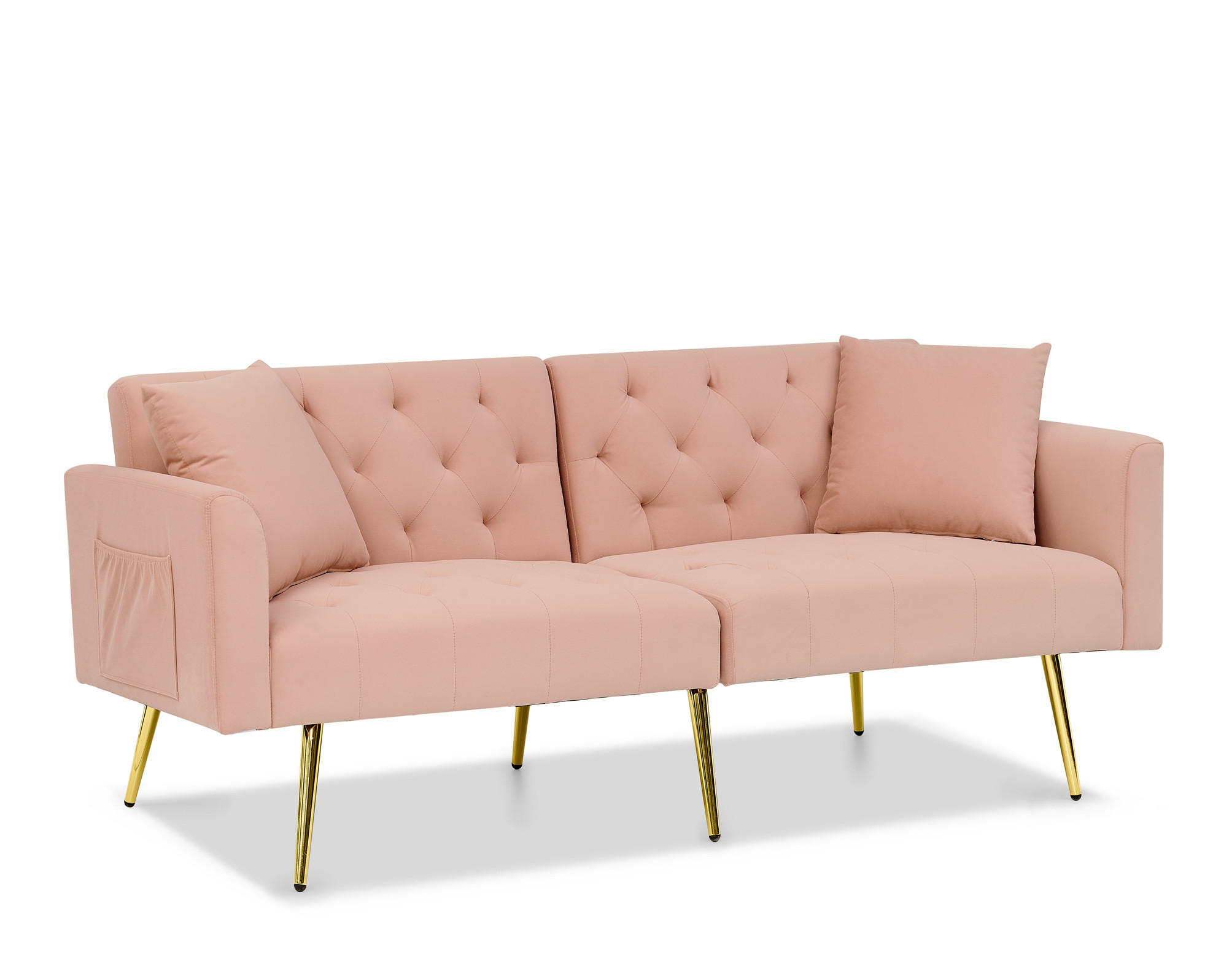 SOFA mit verstellbarer Rückenlehne 2-Sitzer Samt Pink - Pink, Holzwerkstoff (177/74/78cm) - Meubliv