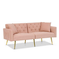 SOFA mit verstellbarer Rückenlehne 2-Sitzer Samt Pink - Pink, Holzwerkstoff (177/74/78cm) - Meubliv