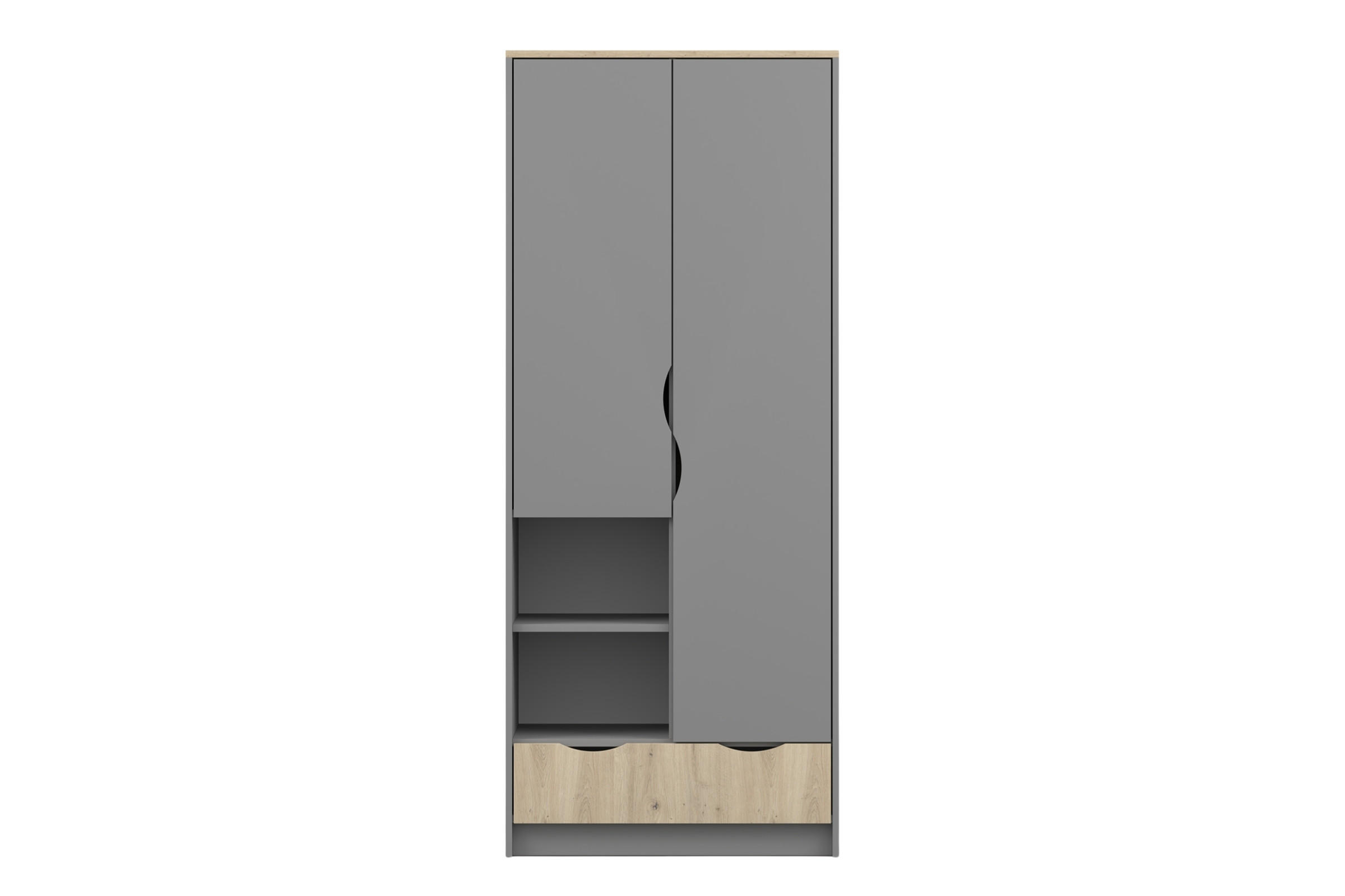 KINDERKLEIDERSCHRANK JUMI 80/193/50 cm in Grau/Eiche Artisan - Eiche Artisan/Grau, Holzwerkstoff (80/193/50cm) - Deine Möbel 24
