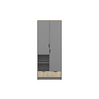 KINDERKLEIDERSCHRANK JUMI 80/193/50 cm in Grau/Eiche Artisan - Eiche Artisan/Grau, Holzwerkstoff (80/193/50cm) - Deine Möbel 24