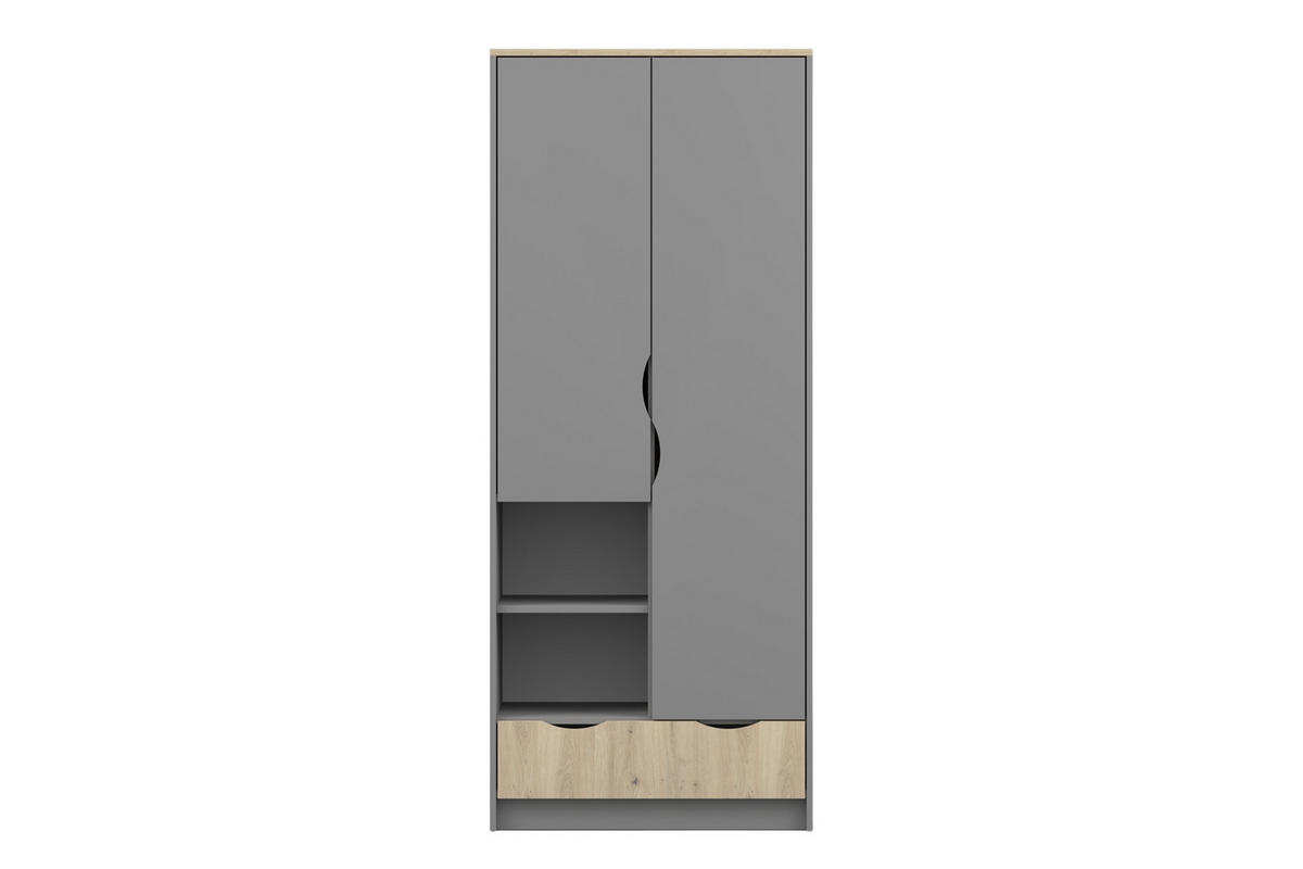 KINDERKLEIDERSCHRANK JUMI 80/193/50 cm in Grau/Eiche Artisan - Eiche Artisan/Grau, Holzwerkstoff (80/193/50cm) - Deine Möbel 24