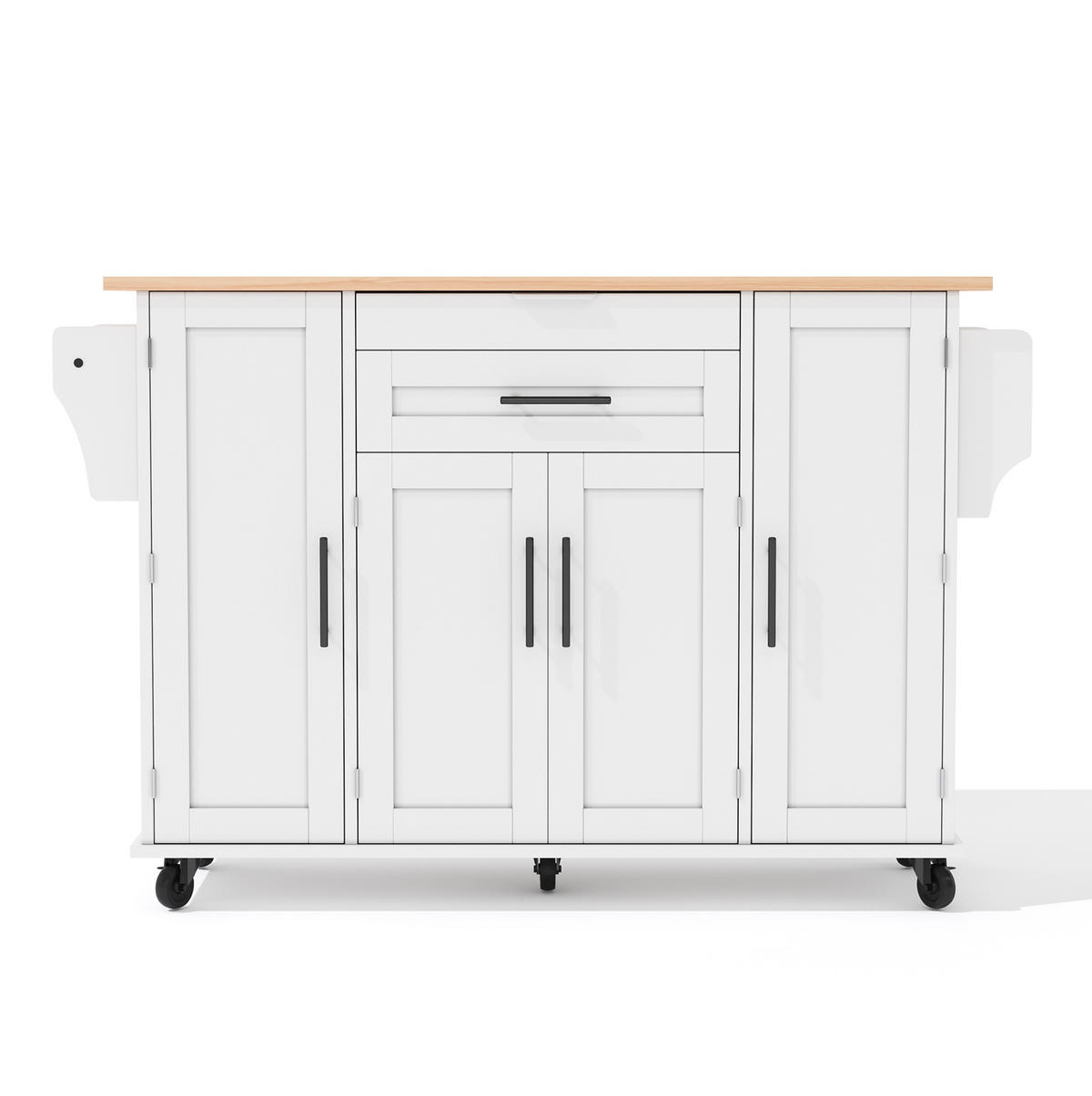 KÜCHENINSEL 136/70/92 cm weiß/natur aus MDF mit Auszug - Weiß, Holzwerkstoff (136/92/70cm) - OKWISH