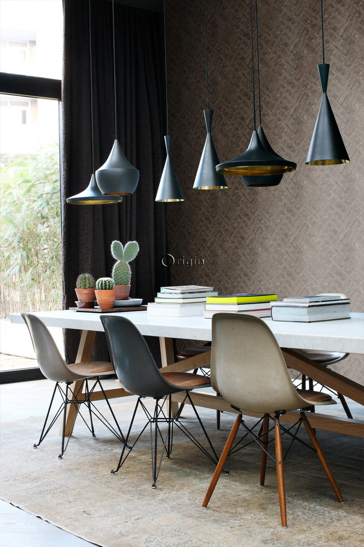 TAPETE Metallplatten 53 cm x 10.05 m - Braun, Papier (53/1000cm) - Origin Wallcoverings