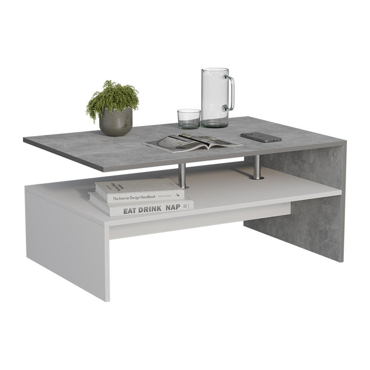 KONFERENČNÍ STŮL Amato Beton/bílá - šedá/bílá, kompozitní dřevo (52.6/90/42.2cm) - Vicco