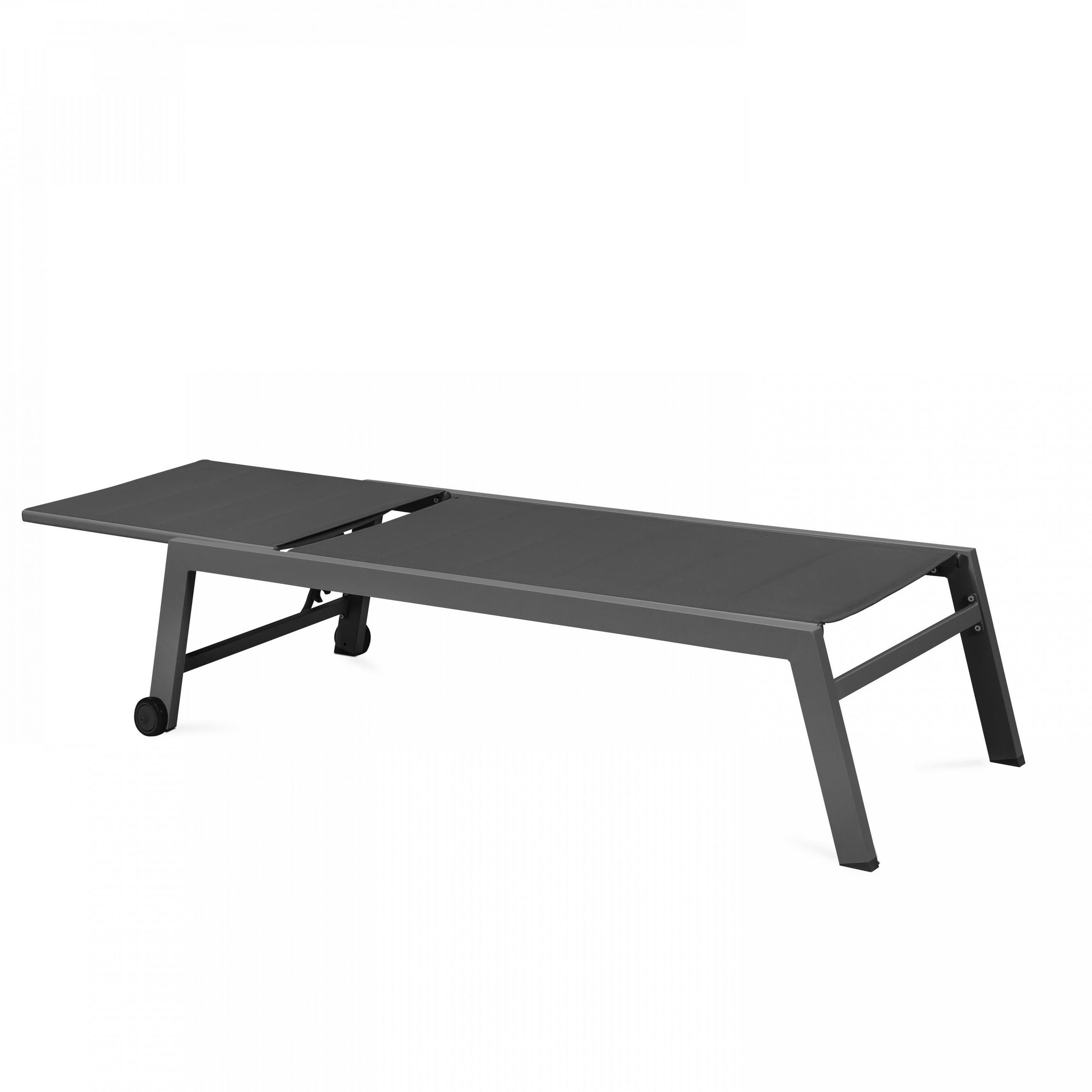 SONNENLIEGE 2-tlg., Grau - Grau, Metall (65/103/202cm) - Oviala