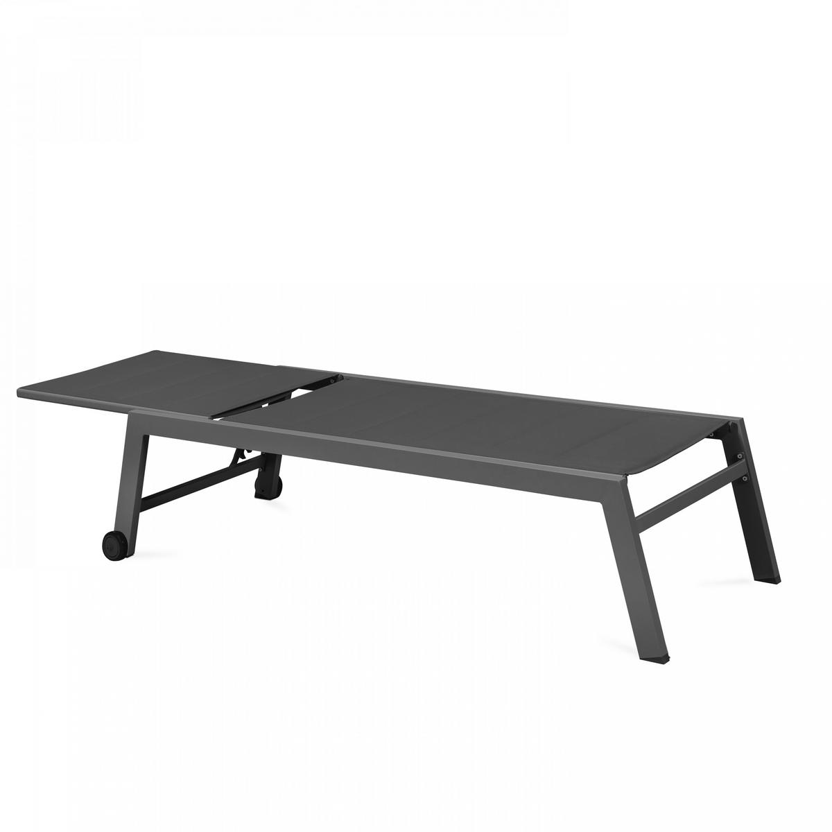 SONNENLIEGE 2-tlg., Grau - Grau, Metall (65/103/202cm) - Oviala