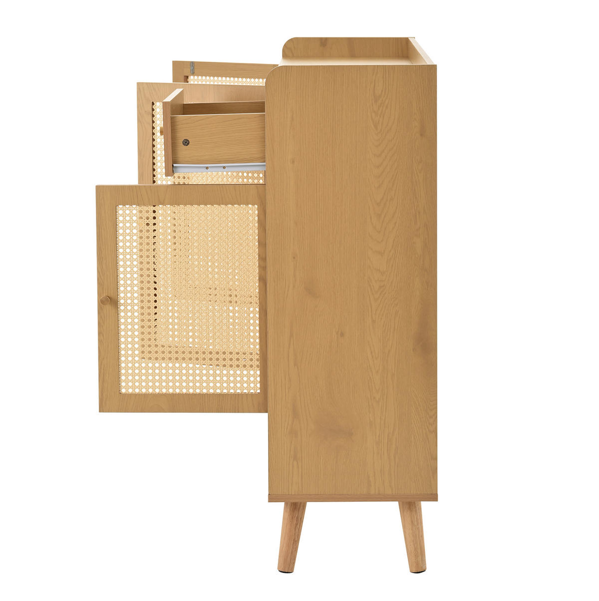 SCHUHSCHRANK aus Spanplatte 120x35x106cm in Natural mit 3 Türen & Schublade - Naturfarben, Holzwerkstoff (35/106/120cm) - Modfu
