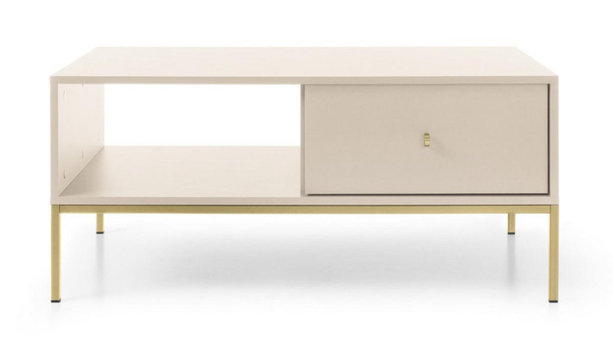 TISCH Beigefarben Monako Goldener Rahmen Mit Metallgestell - Beige, Holzwerkstoff (1/68/46.2cm) - Sepro Meble