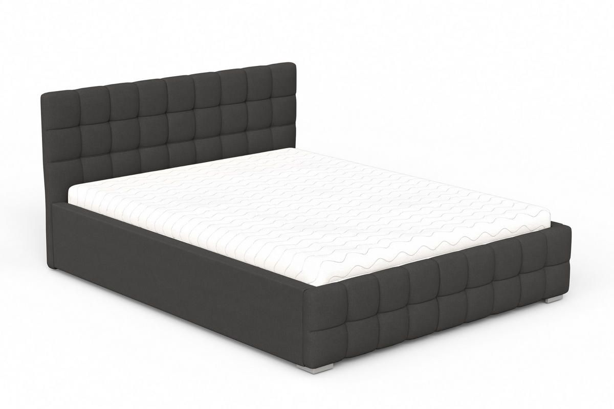 POLSTERBETT LIVO 200/200 in Velours Anthrazit - Anthrazit, Holzwerkstoff/Textil (200/200cm) - Deine Möbel 24