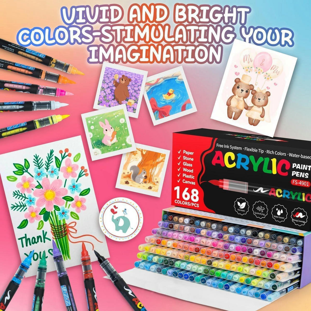 ACRYLSTIFTE Set 168 Farben - Multicolor, Kunststoff (10/10/15cm)