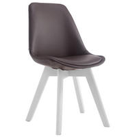 STUHL Lederlook Braun - Weiß/Braun, Holz/Textil (48/84/55cm) - CLP