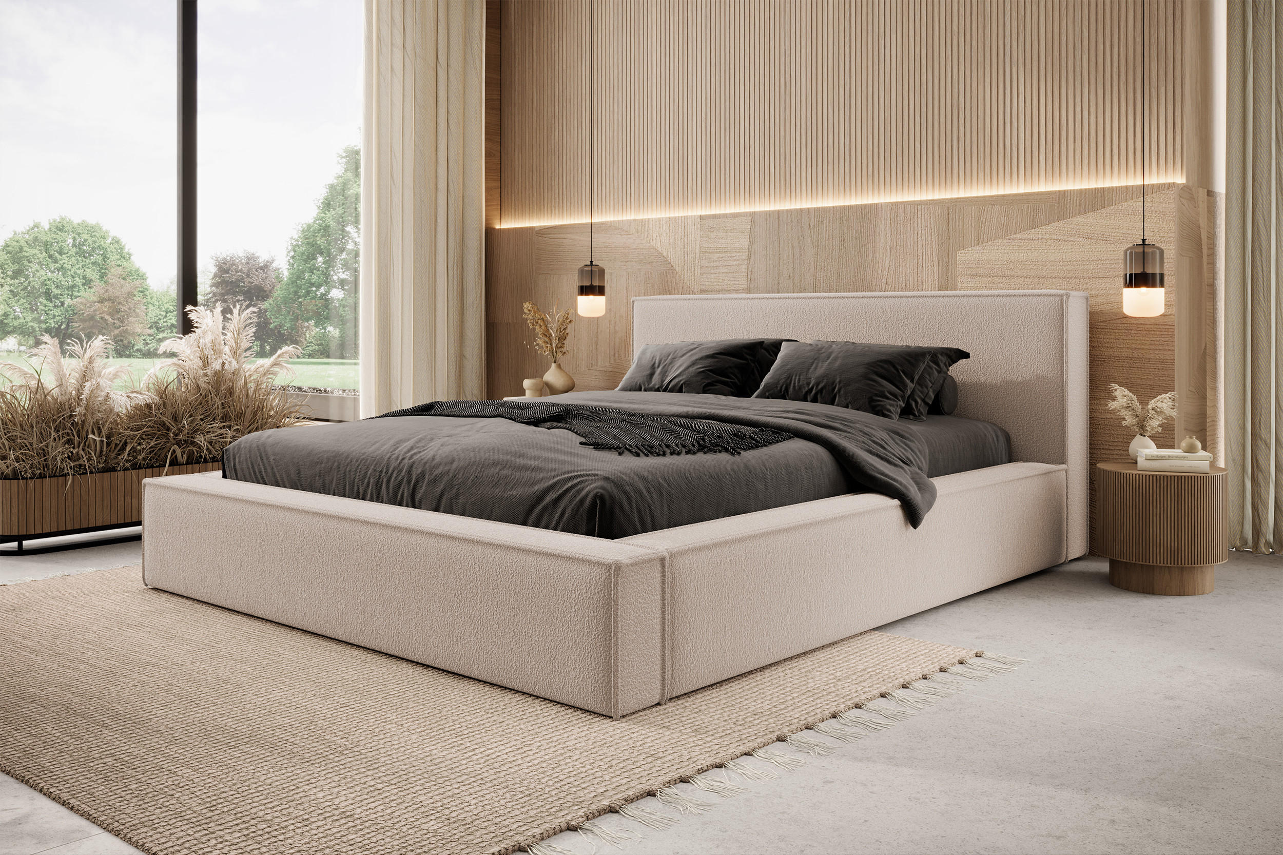 POLSTERBETT Bocalio Beige Boucle 180 cm - Beige, Textil (180/200cm) - Selsey