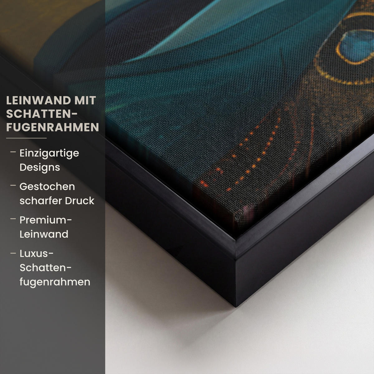 LEINWAND Bilder mit Rahmen - Baum - Mond - Blumen - Gold - Kunst - 90x90 - Orange, Textil (90/90cm) - MuchoWow