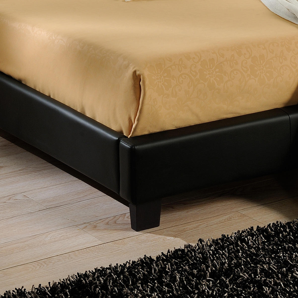 POLSTERBETT Paris mit Matratze und LED-Beleuchtung - Schwarz, Textil (140/200cm) - Corium