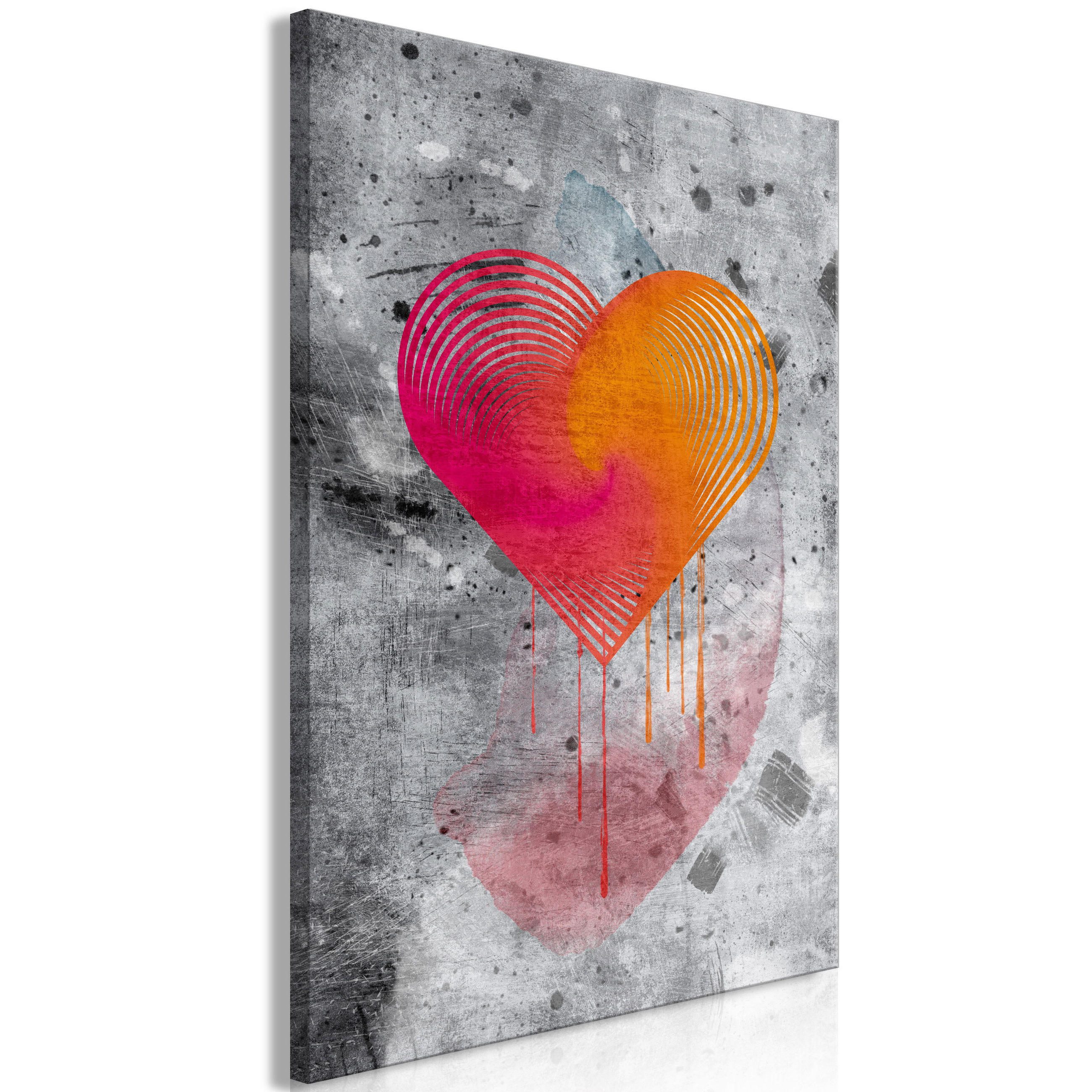 KUNSTDRUCK Grau 40/60 cm - Orange/Grau, Textil (40/60cm) - KUNSTLOFT