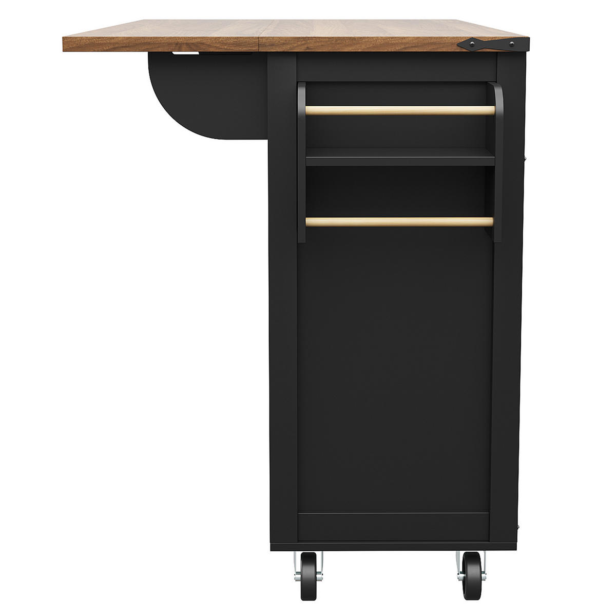 KÜCHENINSEL 140x73x94cm Schwarz mit 3 Schubladen & 5 Rollen - Schwarz, Holzwerkstoff (140/94/73cm) - Modfu