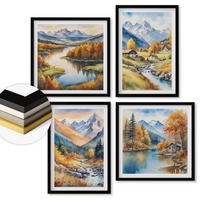 WANDBILDER 4er-Set - 50x50 cm & 40x60 cm Schwarzer Rahmen - Herbstliche Naturlandschaften - Schwarz, Kunststoff (50/50cm) - ArtPrintCave