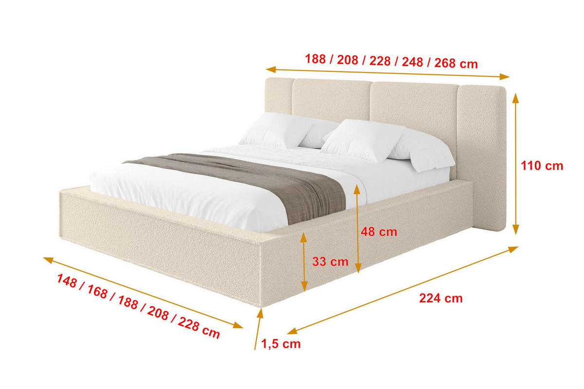 POLSTERBETT mit Bettkasten und Lattenrost, Bett mit Matratze H3/H4 - RIVO 120x200 Dunkelbeige - Cappuccino, Holzwerkstoff/Textil (120/200cm) - ALTDECOR