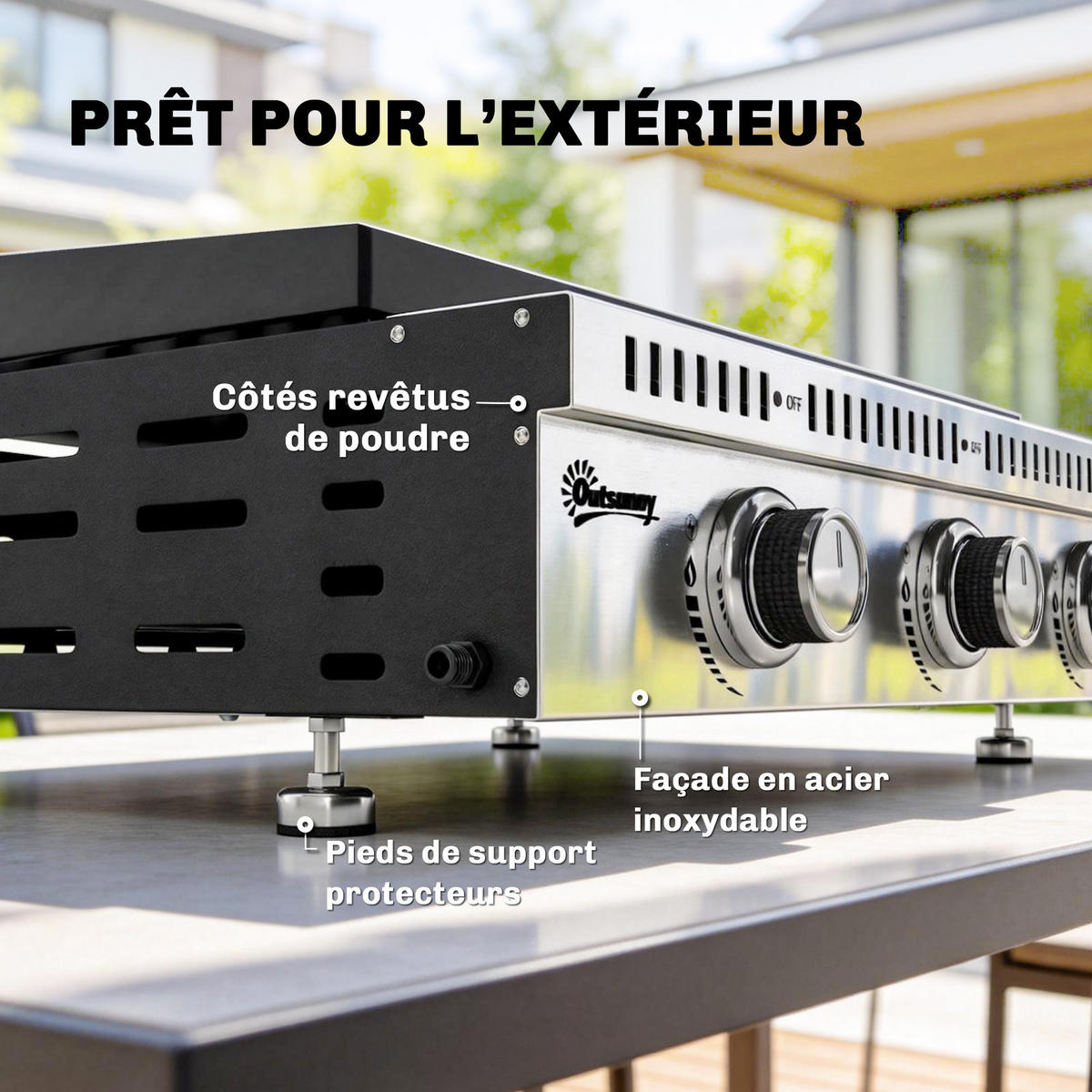PLANCHA DE-18624 3 Brenner, 9 kW, 56,5x33 cm Schwarz - Schwarz, Metall (49/23/62cm) - ComfortXL
