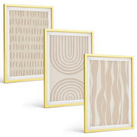 BILDER SET 3er Set - 40x60 cm Goldrahmen - Abstrakte beige Muster - Goldfarben, Kunststoff (40/60cm) - TULUP