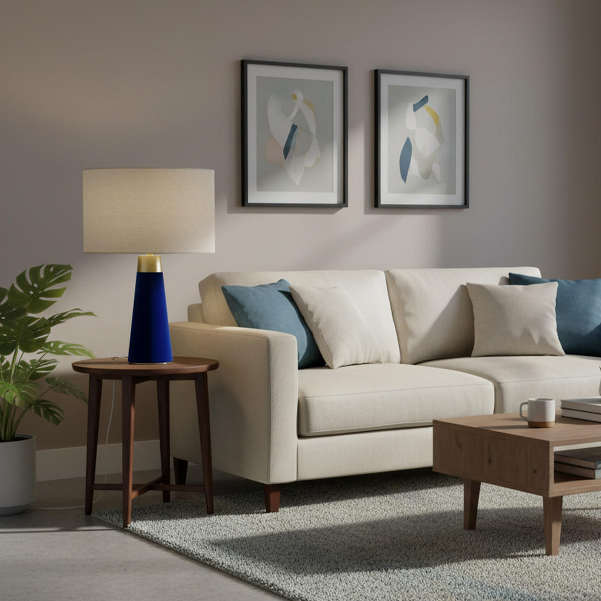 TISCHLAMPE - Multicolor, Textil/Metall (40/40/47cm) - Relaxdays