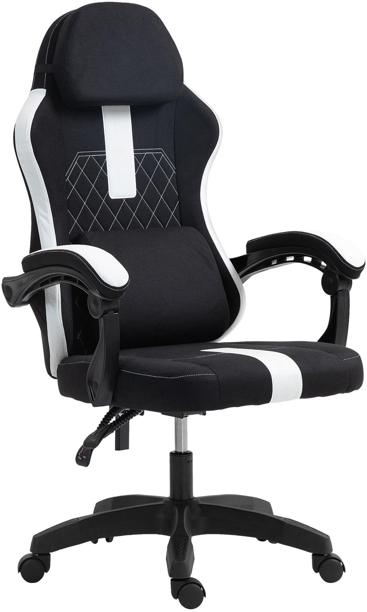 BÜROSTUHL Zayro Stoff schwarz/weiß - Schwarz/Weiß, Textil/Metall (65/132/65cm) - TPFLiving