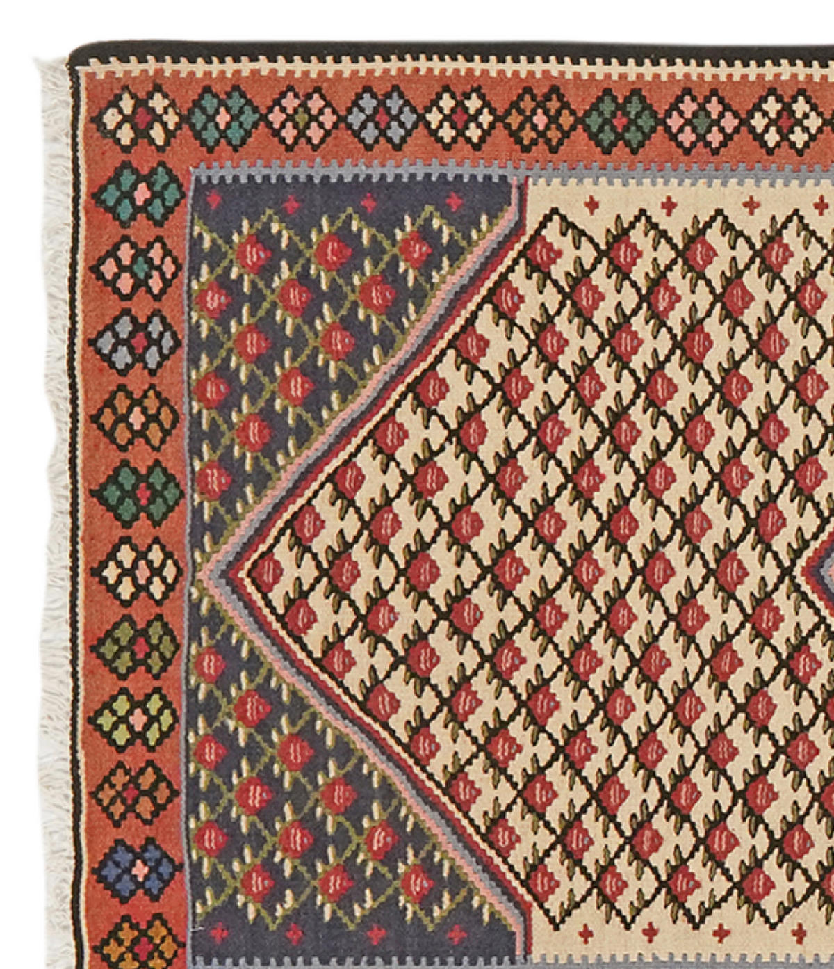 HANDWEBTEPPICH Kelim Senneh Beige 190/80 cm Schurwolle - Beige, Textil (80/190cm) - Looma