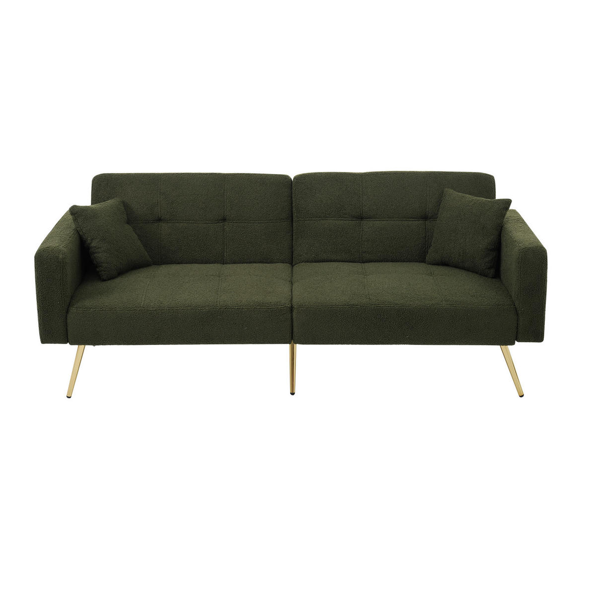 SCHLAFSOFA Sherpa mit verstellbarer Rückenlehne und Seitentaschen Antikgrün 175/64/72 cm - Grün, Textil (64/72/175cm) - Redom