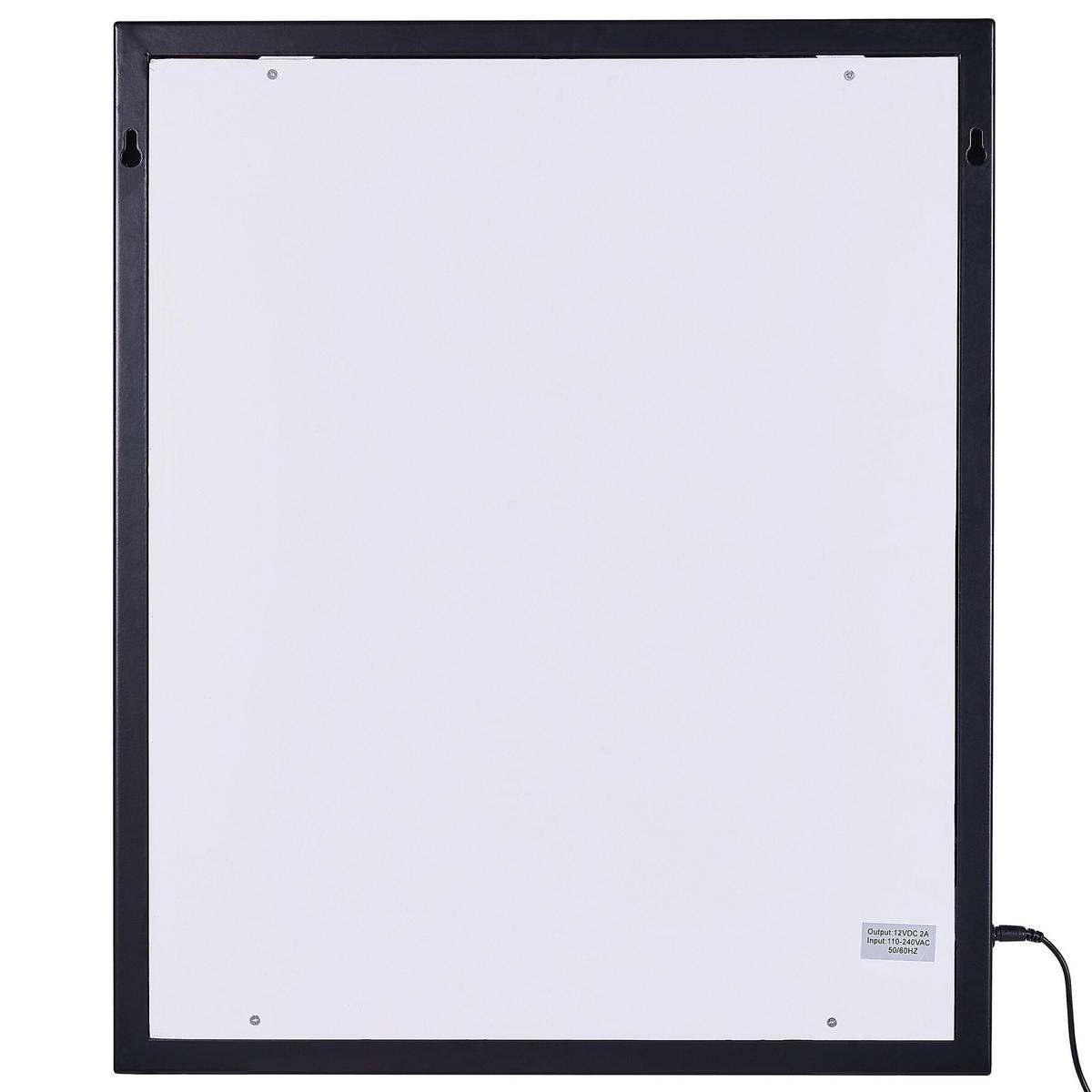 BADSPIEGEL mit LED-Beleuchtung schwarz rechteckig 50/60 cm Odenas - Schwarz, Metall (50/60/2cm) - Beliani