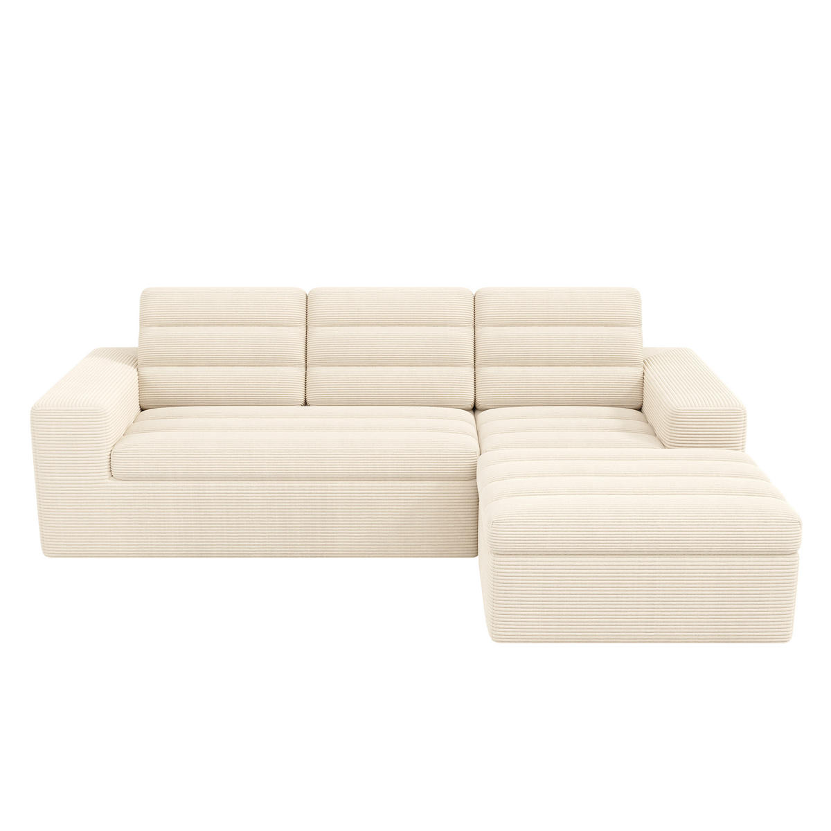 ECKSOFA 253/161/89 cm Beige mit 1 Fußhocker - Beige, Textil (253/161cm) - Oxeza