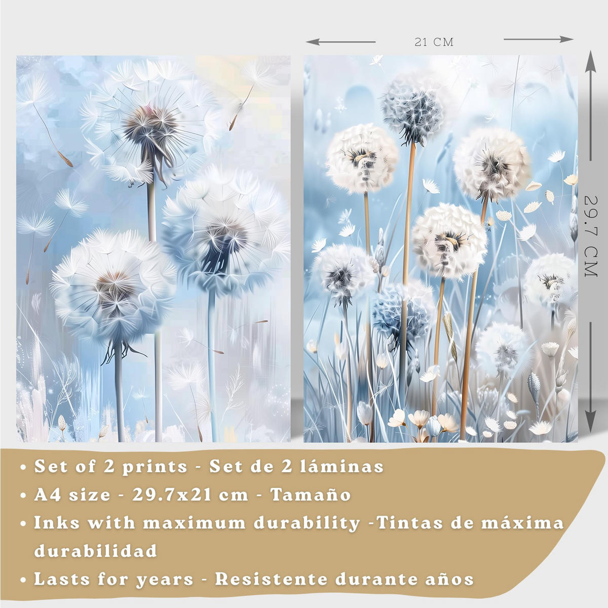 PLAKAT Sada 2 Sweet Blue 2 A4 Bílý rám - bílá, papír (29.7/1/21cm) - Nacnic