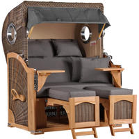 STRANDKORB Düne 2 Sitzer Teak PE Grey - Braun/Grau, Holz/Metall (125/170/80cm) - Mr. Deko