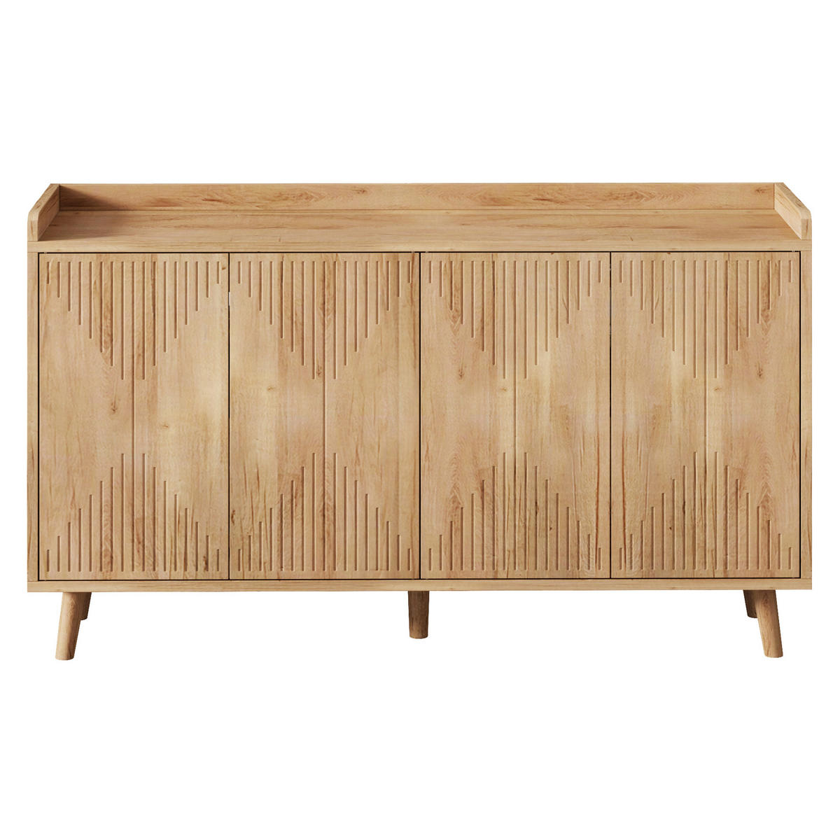SIDEBOARD Naturholz-Optik 140cm mit 4 Türen Verstellbare Einlegeböden - Naturfarben, Holzwerkstoff (140/84/40cm) - Urban Meuble