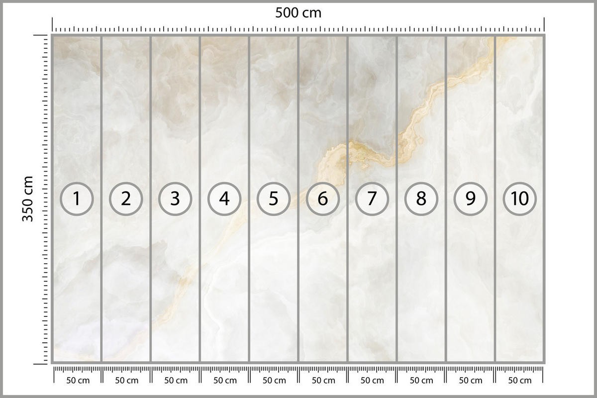 FOTOTAPETE für Wohnzimmer Zarter Marmor Goldakzente 500x350 - Beige/Goldfarben, Papier (500/350cm) - Muralo