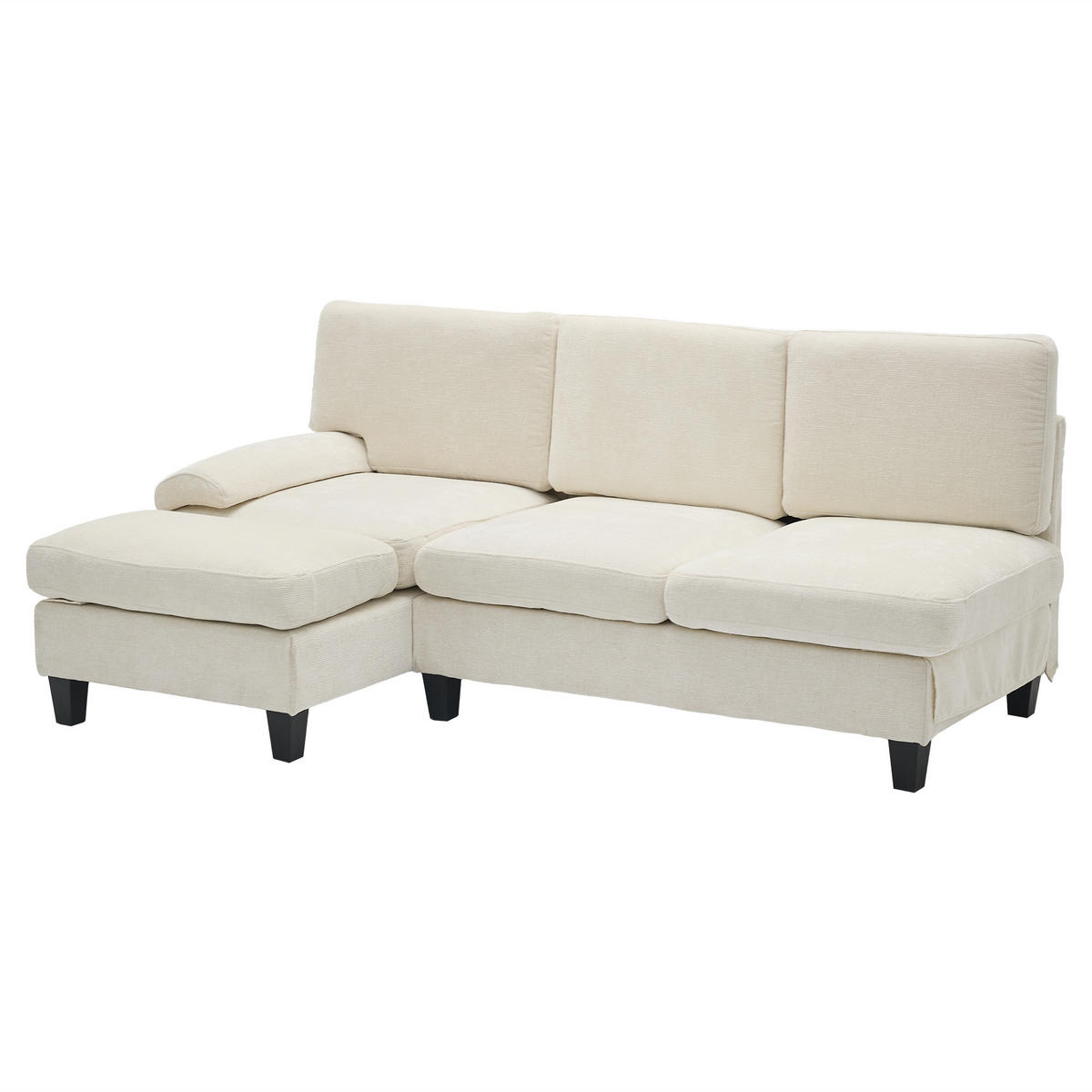 ECKSOFA L-Form, Stoff mit bequemer Polsterung, 194/118/81 cm, Beige - Beige, Textil (118/194cm) - Redom