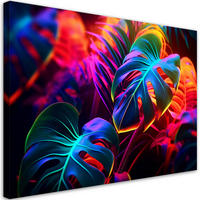 WANDBILD monstera blätter in neonfarben - Multicolor, Textil (60/40cm) - Feeby