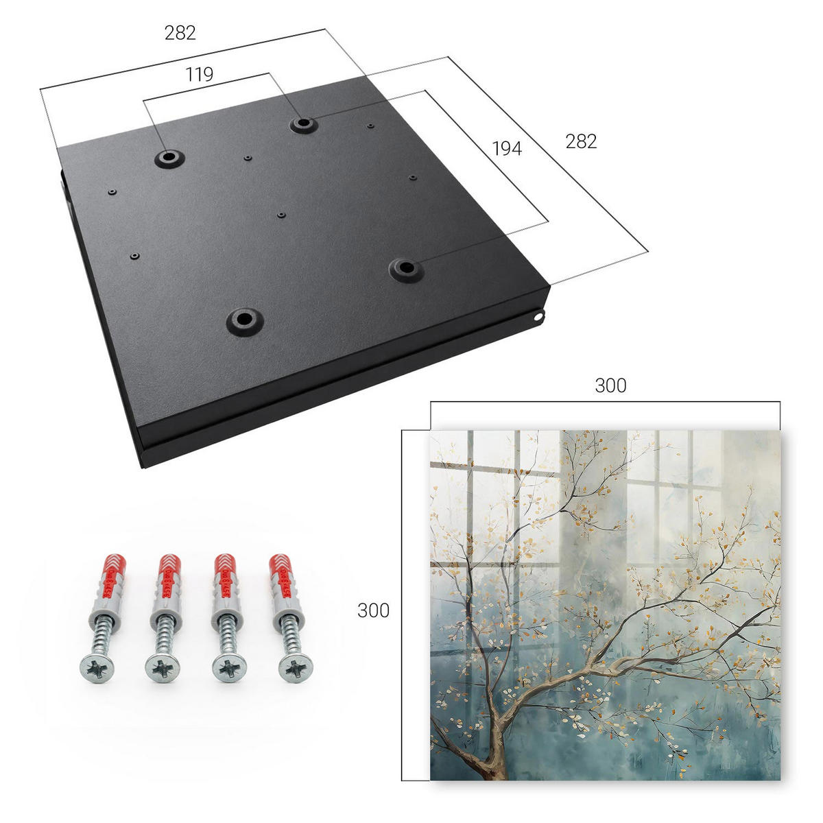 SCHLÜSSELBOX Schwarz 30x30 cm- Türöffnung nach rechts - Entspannung in der Natur - Blau, Metall (30/30/5cm) - TULUP