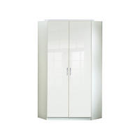 ECKKLEIDERSCHRANK Clack in Weiß mit Fronten in Hochglanz Weiß Lack - Weiß, Holzwerkstoff (95/198/95cm)