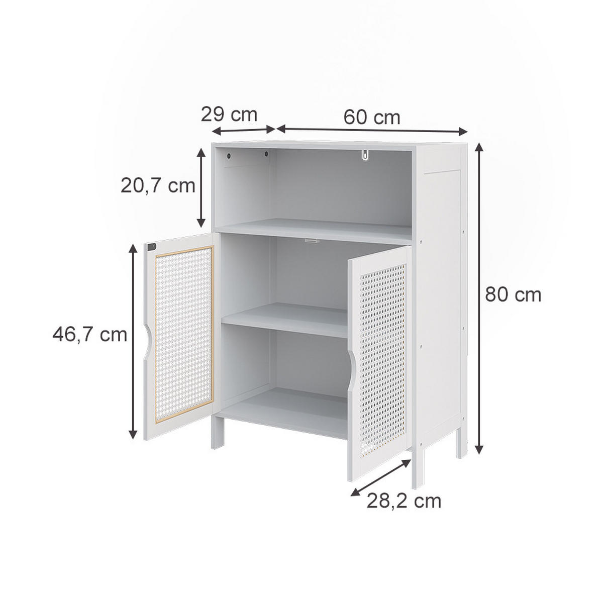 MIDISCHRANK Liora Weiß 60 x 80 cm mit 2 Türen - Weiß, Holzwerkstoff (60/80/29cm) - Vicco