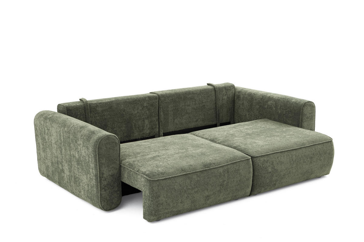 ECKSOFA Motion mit Schlaffunktion Funktional 3-sitzer Sofa - Grün, Textil (250/120cm) - Muffo