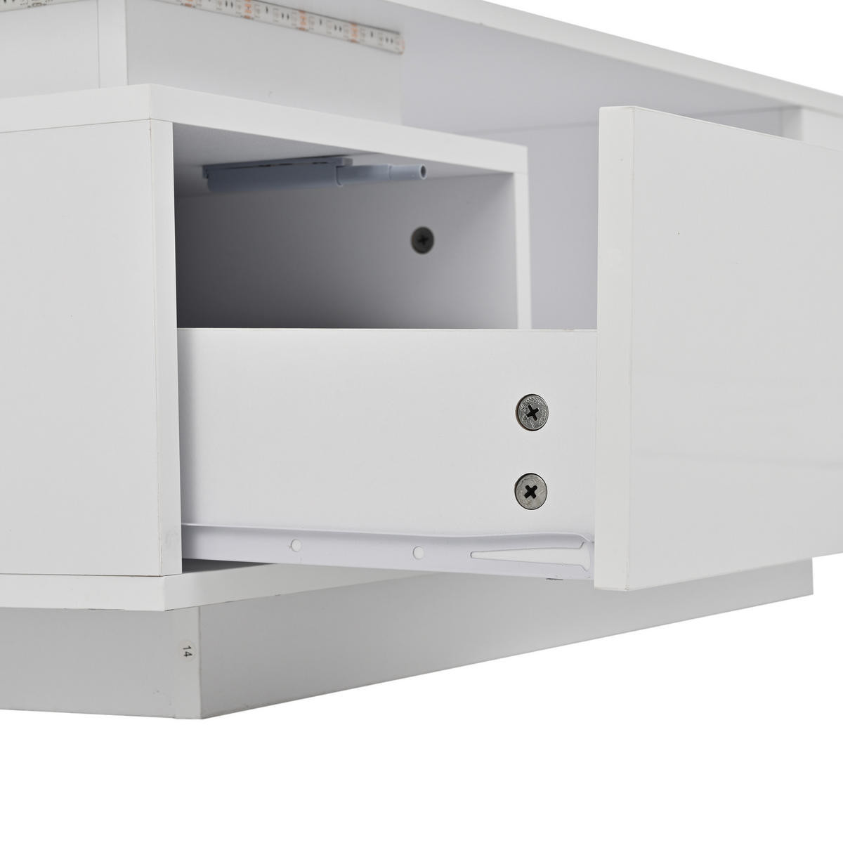 COUCHTISCH DE-064 LED Weiß - Weiß, Holzwerkstoff (50/100/36cm) - ComfortXL