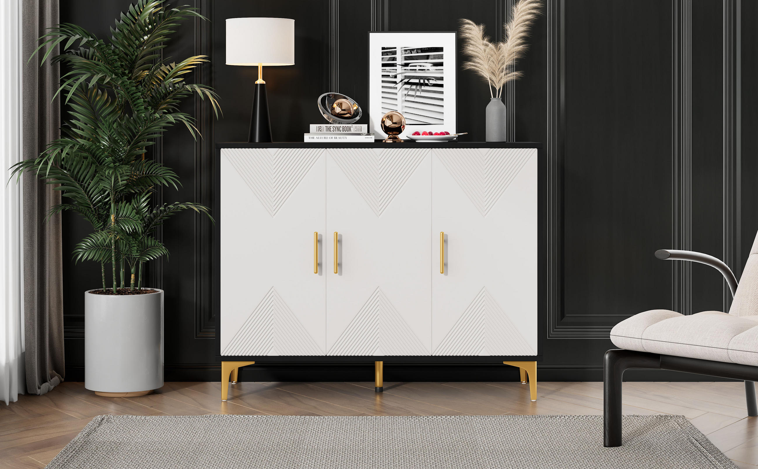 SIDEBOARD Black 120/40/88 CM - Schwarz, Holz (40/88/120cm) - Urban Meuble