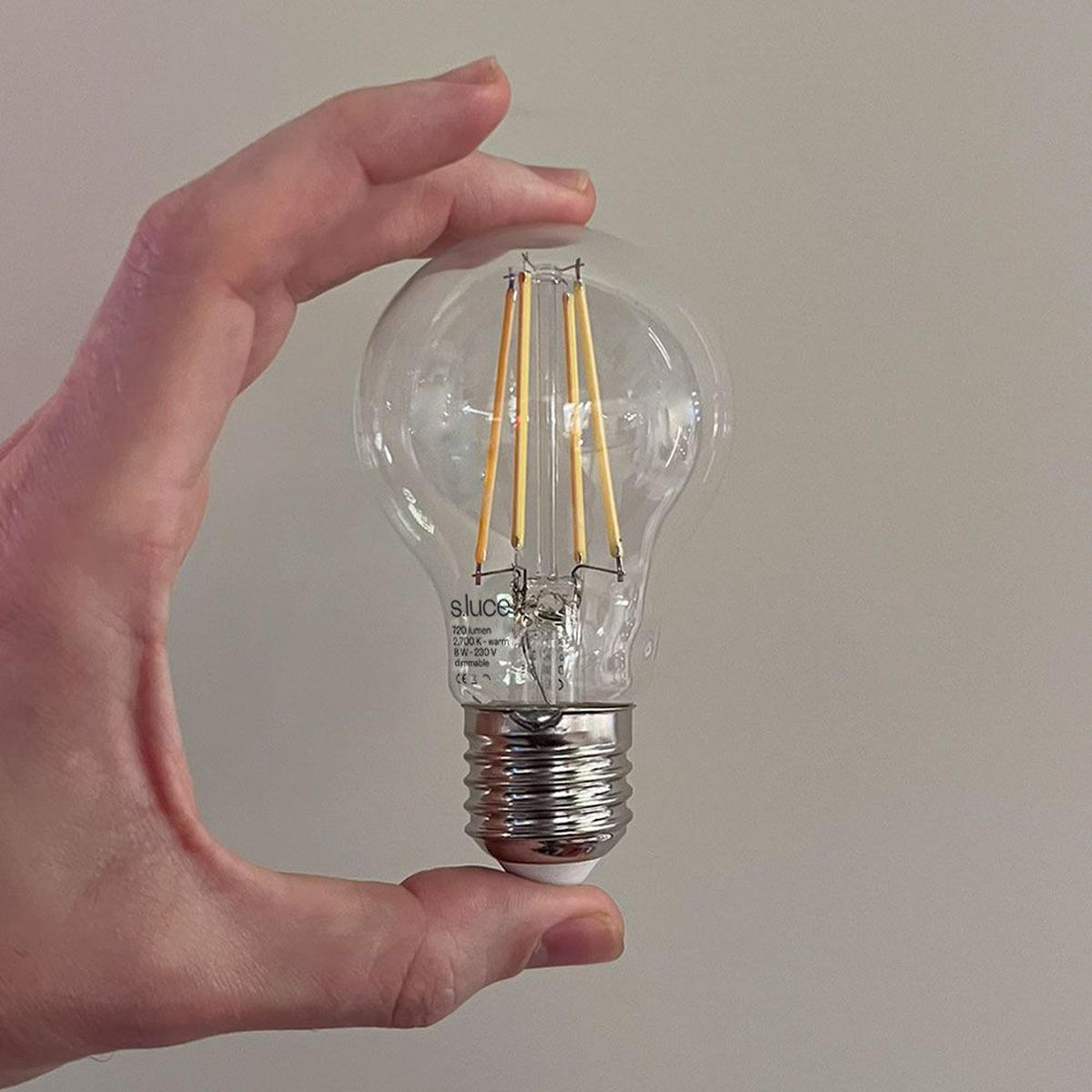 LED-LEUCHTMITTEL E27 Warmweiß 2700K 720lm 8W Dimmbar CRI 90 - Klar, Metall (5.8/11.6cm) - s.luce