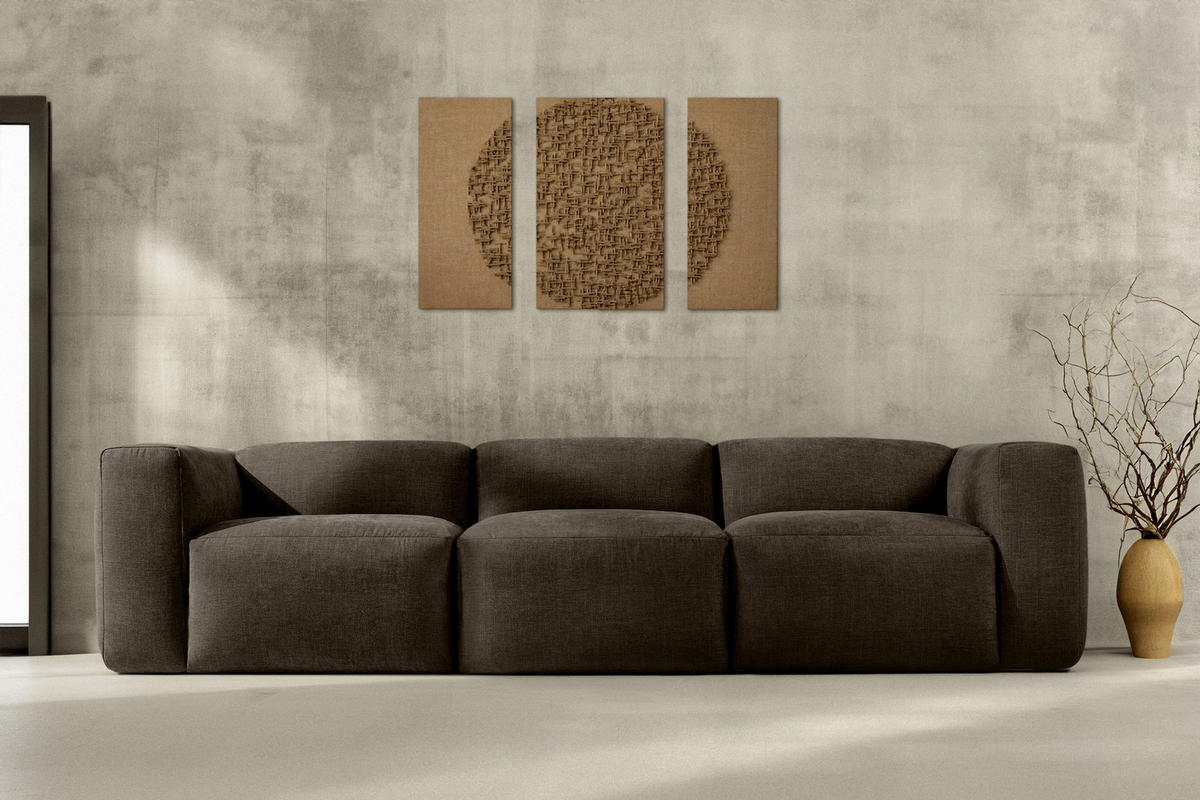3-SITZER-MODULSOFA BUFFO mit extrem weicher und bequemer Sitzfläche, Gewebestoff, braun - Braun, Textil (290/73/96cm) - KONSIMO®