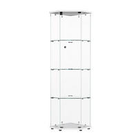 VITRINE Glas, 4 Ebenen, LED Band, 1 Tür, Eckvitrine, freistehend, weiß - Weiß, Glas (60/160/40cm) - EuroLiving