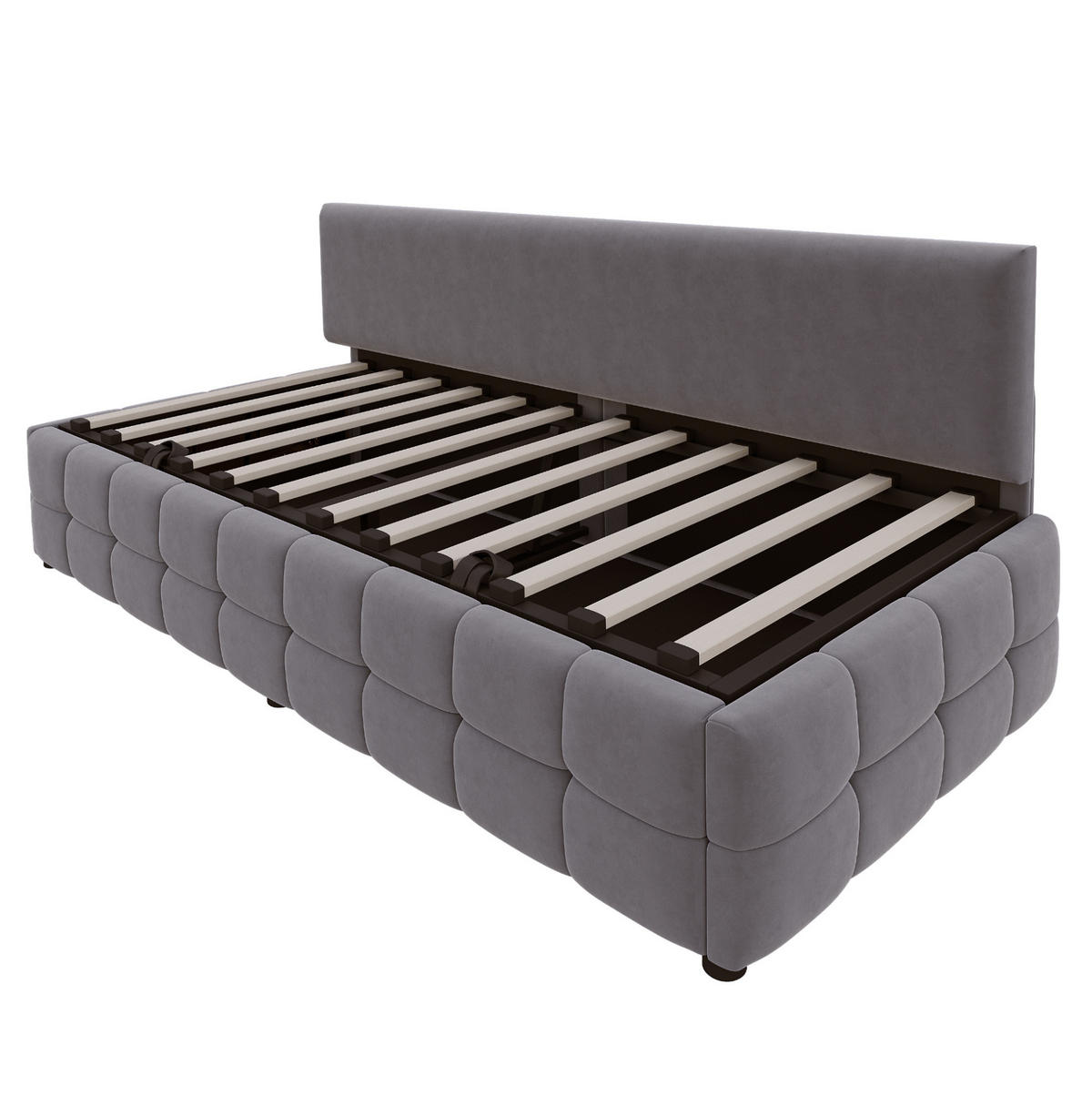 POLSTERBETT Schlafsofa 90/200 cm aus Samt mit hydraulischem Stauraum Dunkelgrau - Grau, Textil (90/200cm) - Modenvie